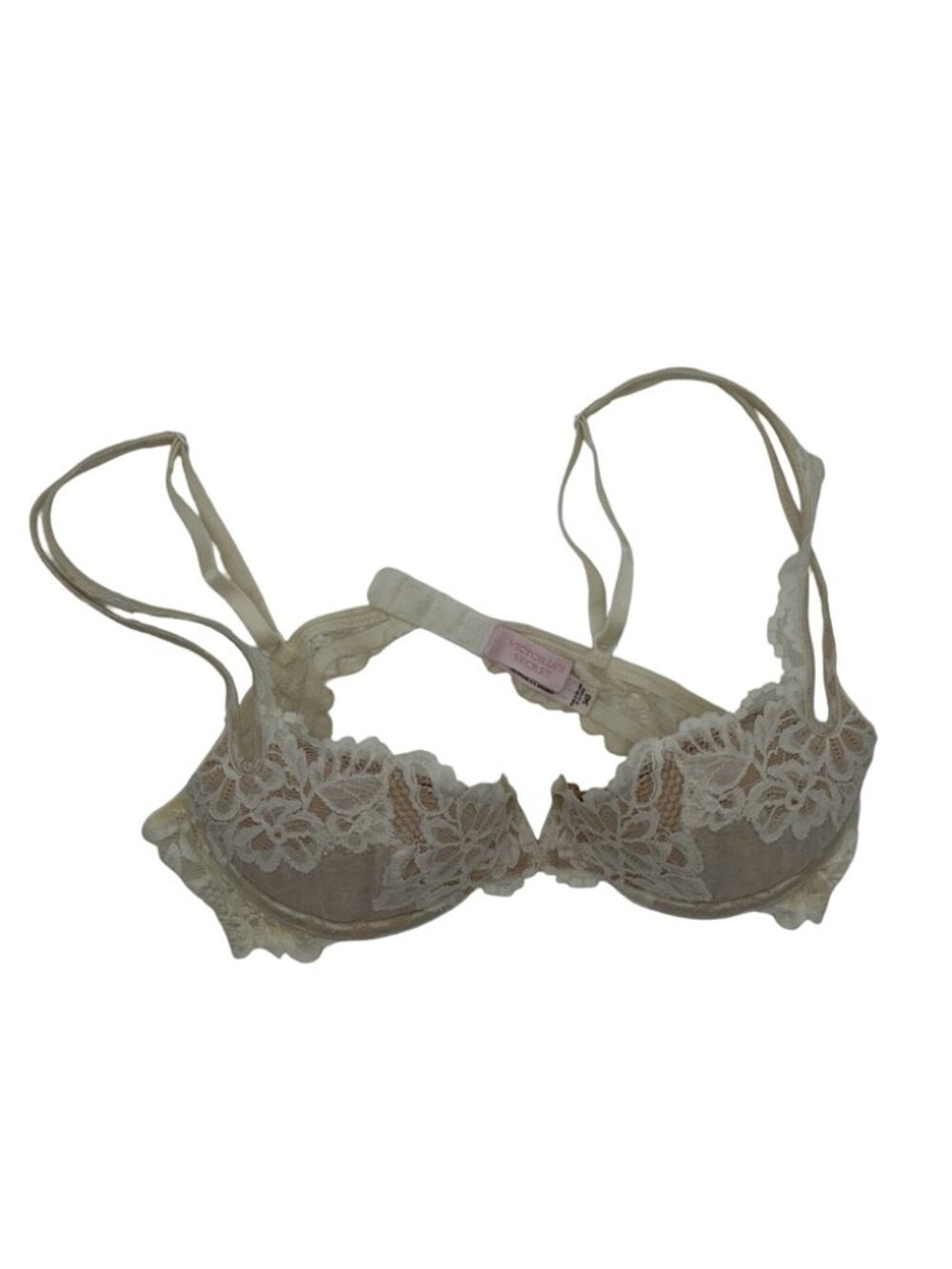 Victoria’s Secret Lace Underwire Bra 34B Ivory Beige Floral